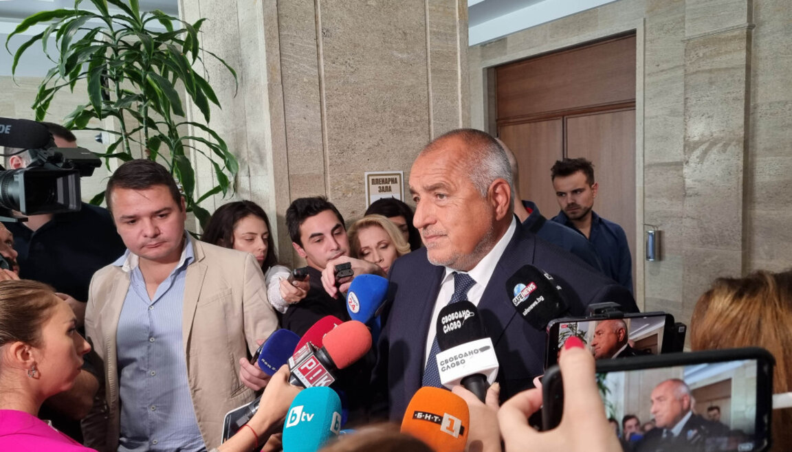 Лидерът на ГЕРБ Бойко Борисов дава брифинг в сградата на Народното събрание - 4 октомври 2023 г.