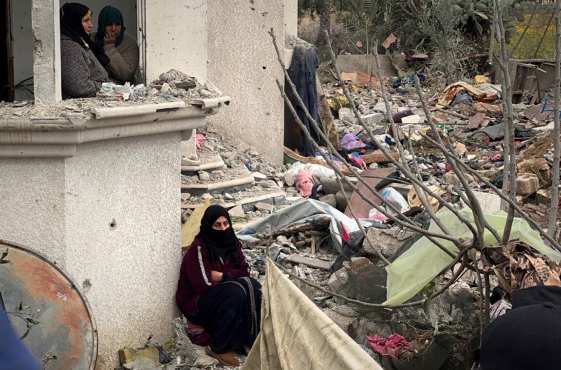 Разрушения след удара в южната част на Ивицата Газа, 20 март 2025 г.