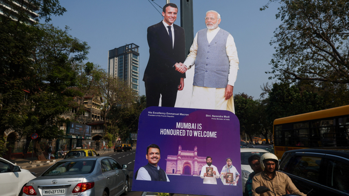 Изглед от Мумбай преди визитата на Еманюел Макрон в Индия, 16 февруари 2026 г.